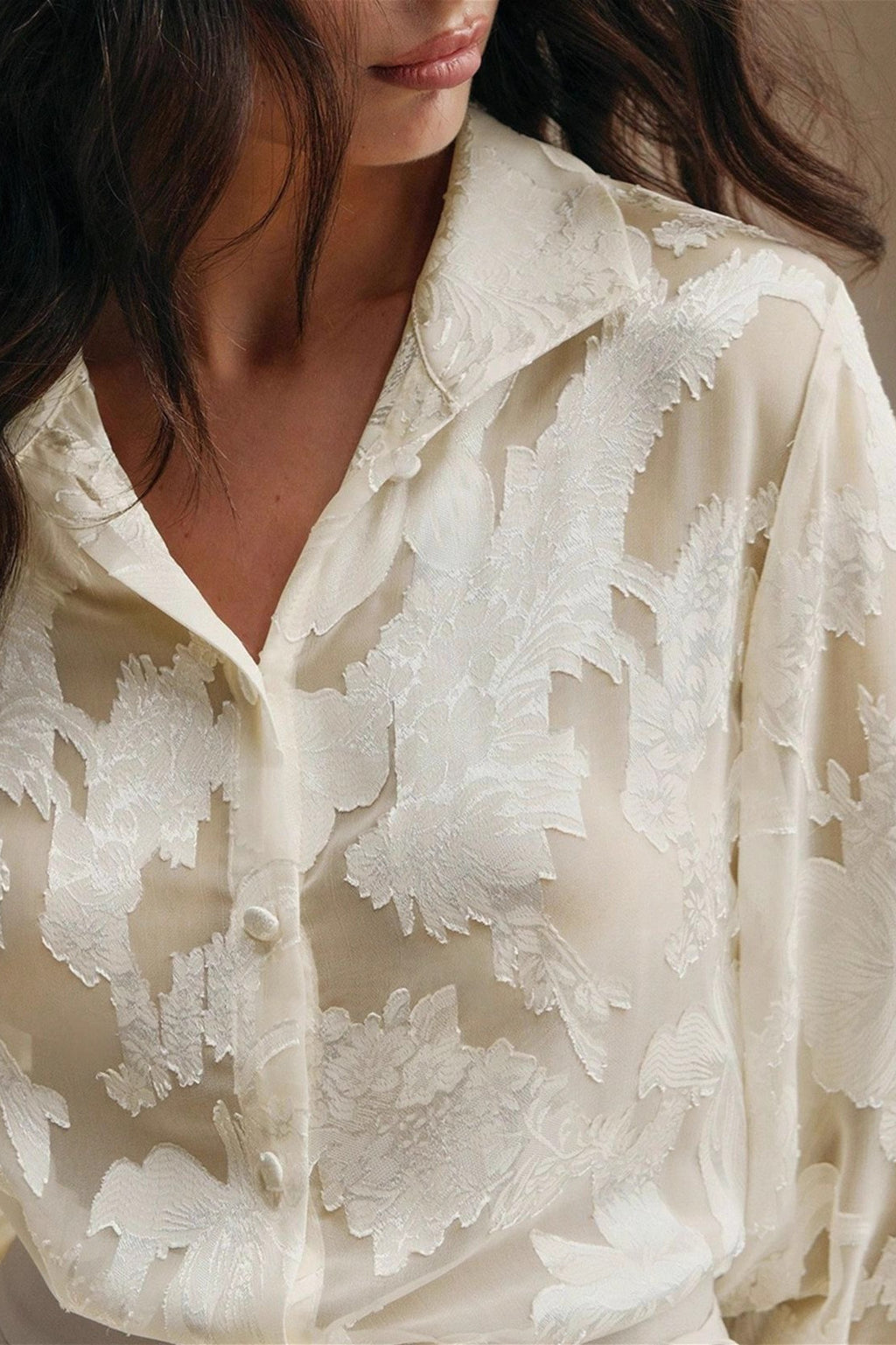 Casual Jacquard Turtleneck Blouse