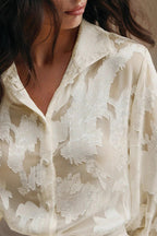 Casual Jacquard Turtleneck Blouse