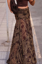 Vintage Paisley Print Slim Fit Maxi Skirt
