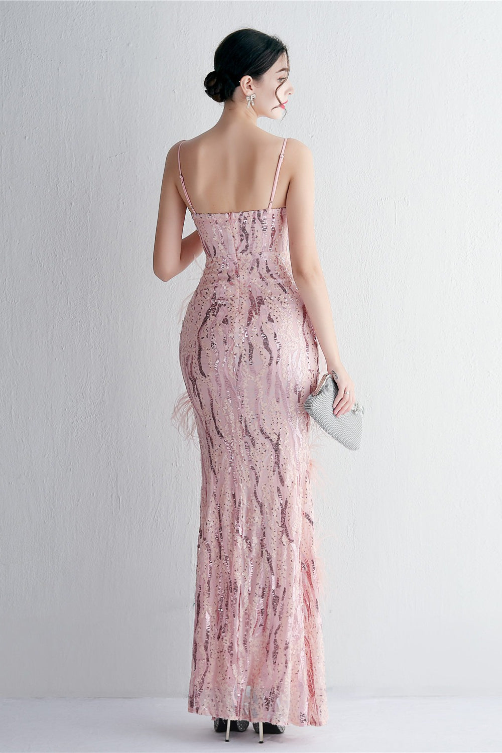 Intricate Beadwork Figure Hugging Gown Formal Dress