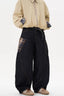 Plaid Patchwork Slouchy Retro Curved Denim Jeans