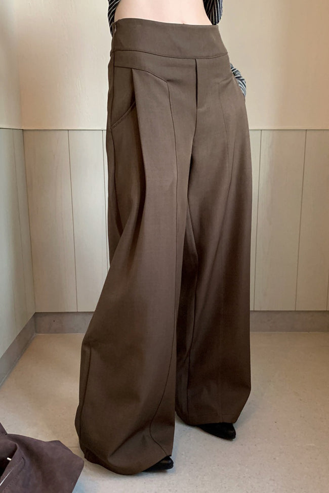 Chic Solid Pleated Wide Pants Main image