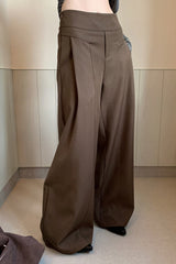 Chic Solid Pleated Wide Pants