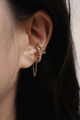 18K Gold Zirconia Fringe Ear Cuff Earrings