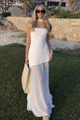 Off Shoulder Strapless Sleeveless Bodycon Midi Prom Dress