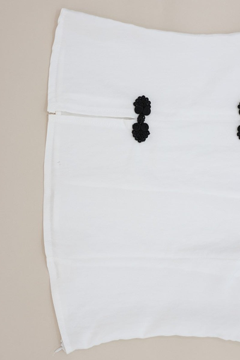 Mandarin Collar Button Knit Fitted Tank Top