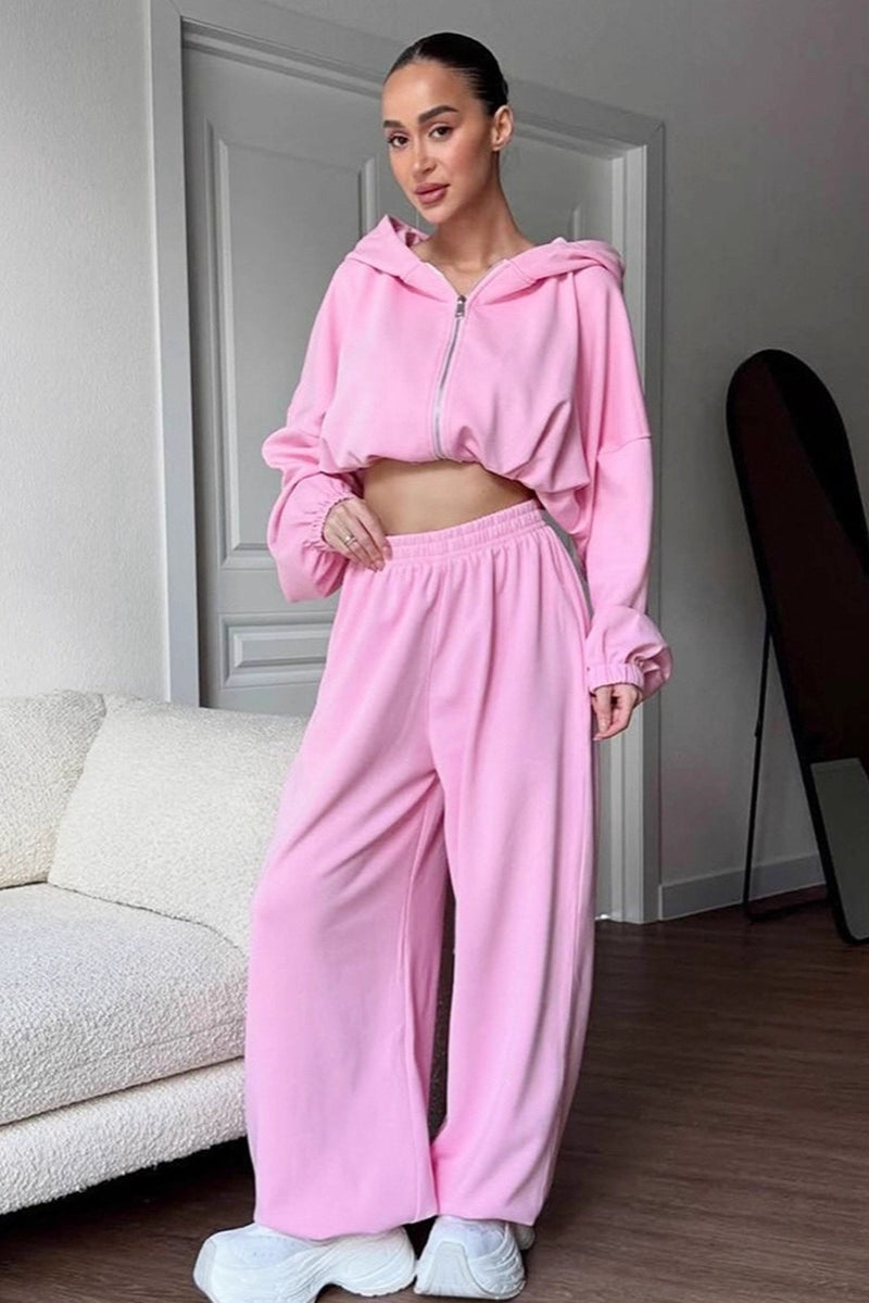 Casual Loose Fit Hoodie Cinched Waist Jogger Pants Set Secondary image