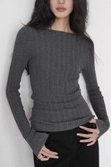 Semi-Sheer Unique Fitted Knit Top