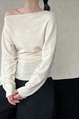 Waist Defining Asymmetric Shoulder Knit Top