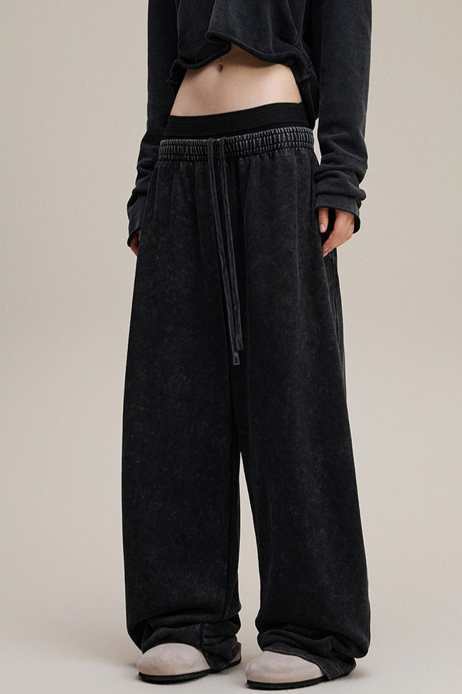 Double Waist Vintage Denim Knit Pants Main image