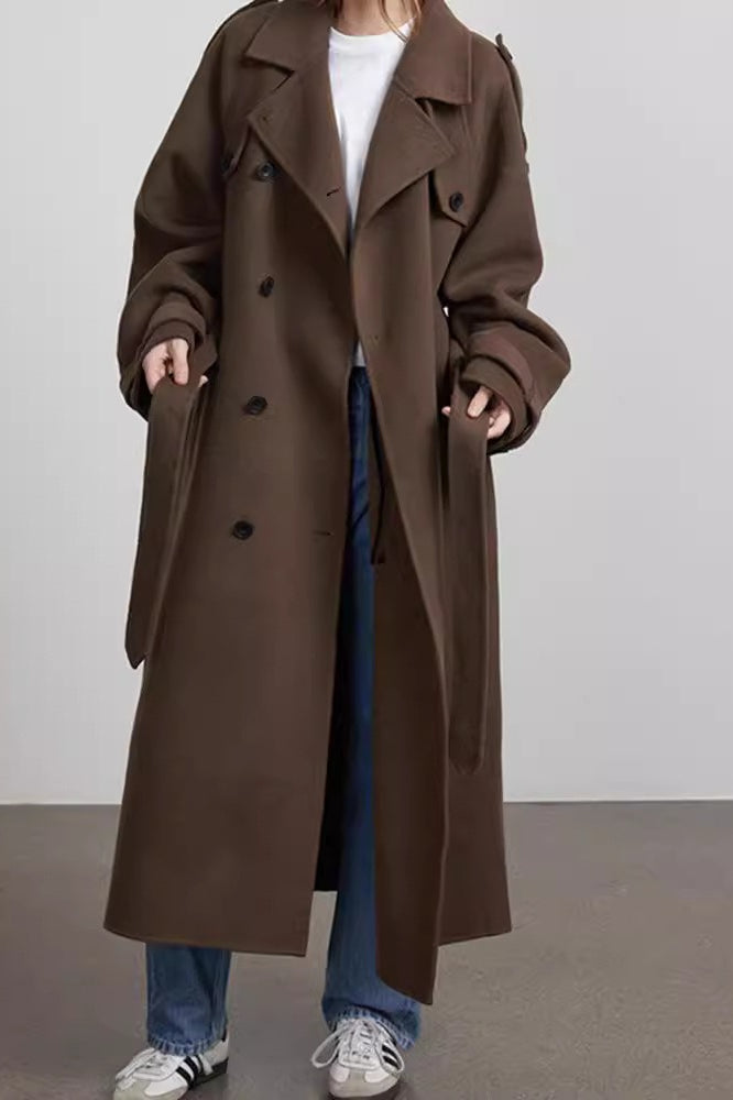 Double Breasted Relaxed Lapel Wool Overcoat Main image