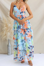 Strap Slim Vacation Maxi Floral Dress
