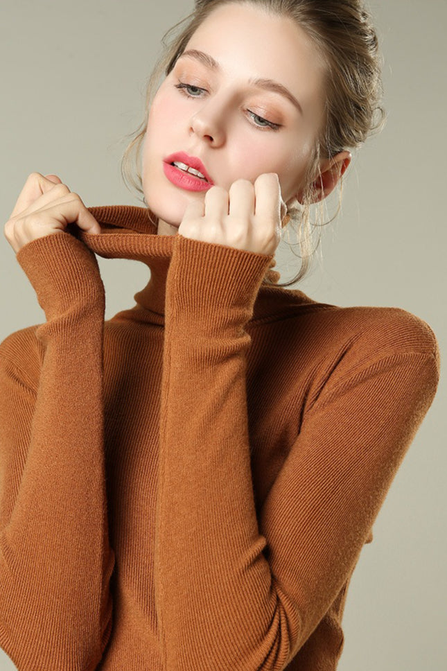 Stacked Neck Lightweight Wool Knit Top Main image