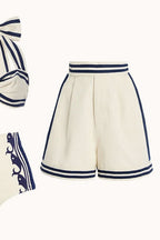 Navy Halter High Waist Three Piece Swim Set
