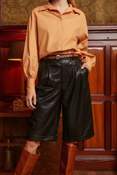 High Waist Turn Up Hem Slim Casual Shorts Main image