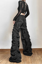 Ruched Wide Leg Drawstring Streetwear Pants
