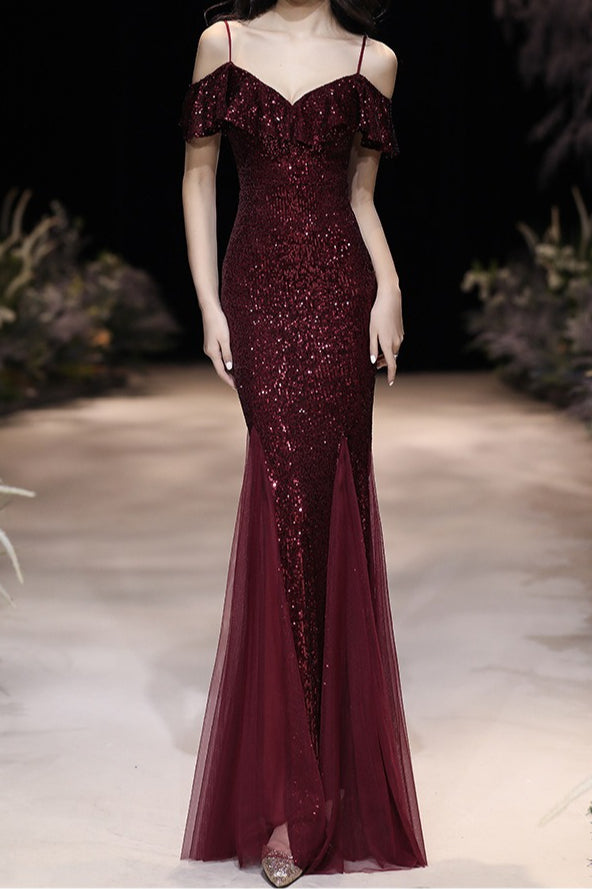 Off Shoulder Sequin Mesh Party Dress Main image