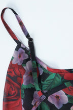V Neck Printed Strap Slim Maxi Floral Dress