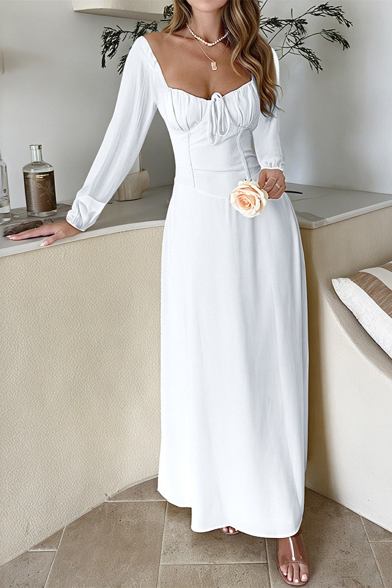 Solid Long Sleeve Party Dress S / White Main image
