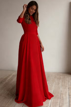 Three Quarter Sleeve Pocket Formal Dress