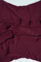 Deep V Neck Ruffle Trim Top High Slit Skirt Set