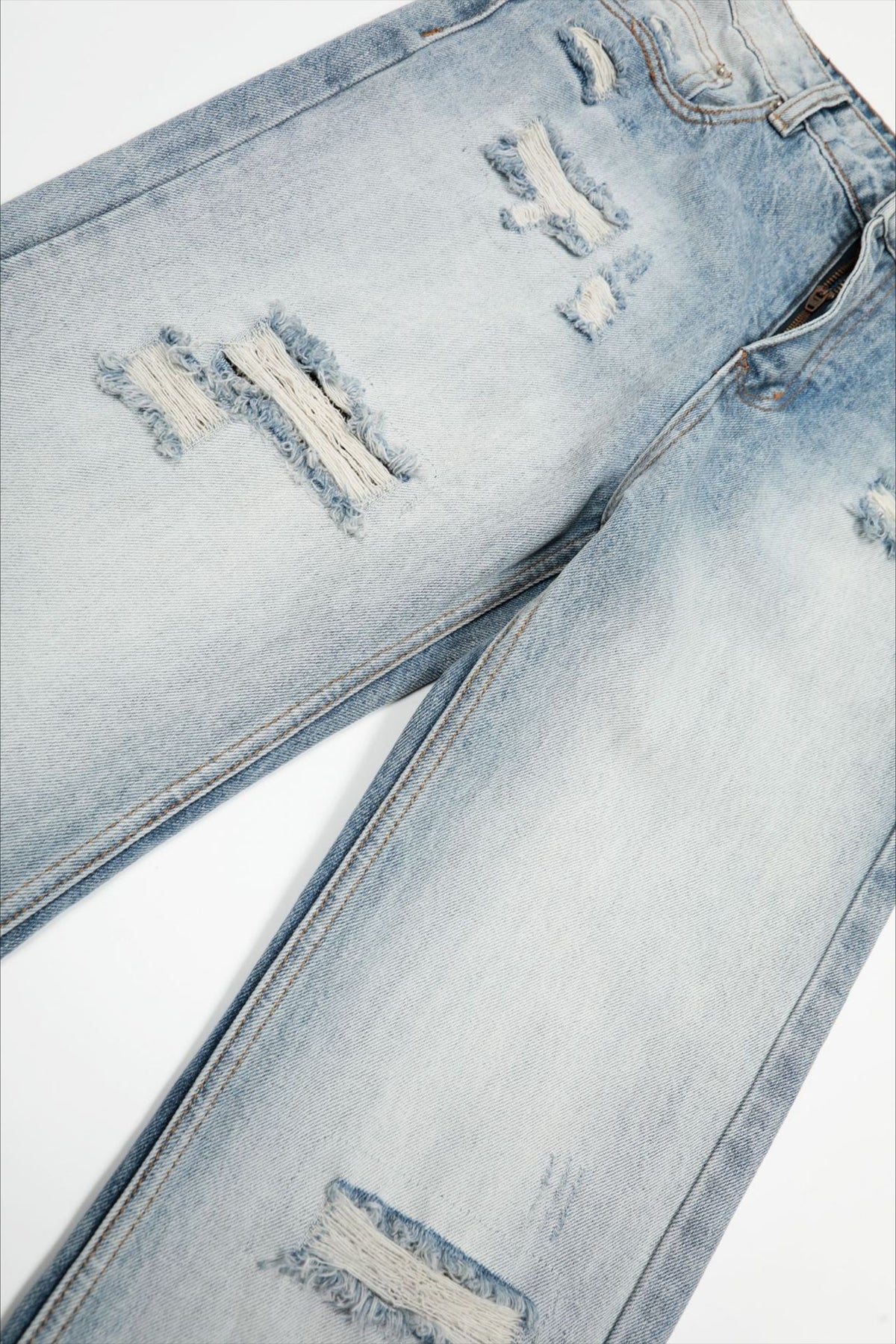 Distressed Ripped Micro Flare Jeans