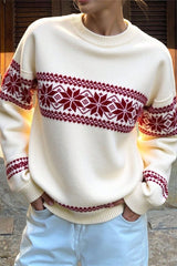 Minimalist Color Block Snowflake Stripe Christmas Sweater