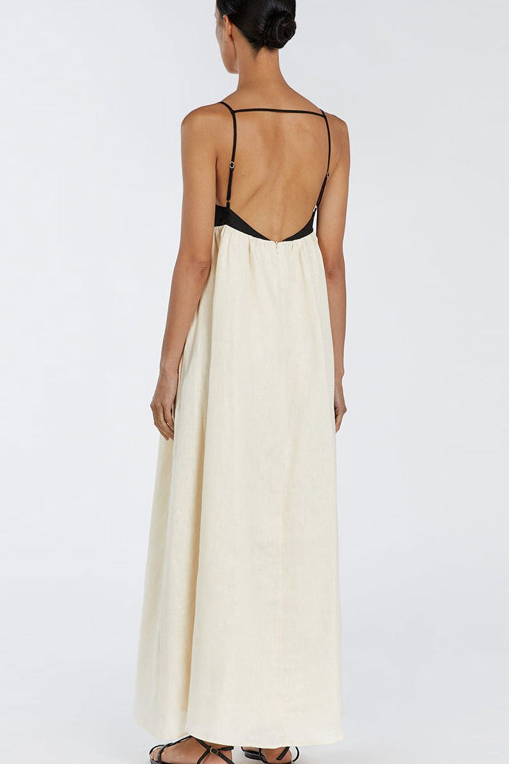 Casual Splice Linen Maxi Vacation Dress Secondary image