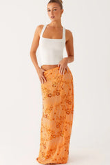 Beaded Sequin Embroidery Bodycon Maxi Skirt