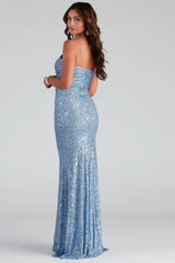 Sequin Spaghetti Strap Formal Dress