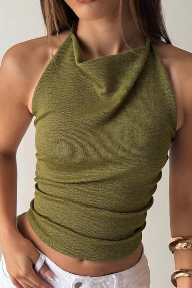 Sexy Vintage Backless Tie Halter Crop Top Main image