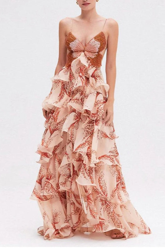 Chic V-Neck Pleated Boho Dress Secondary image