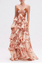 Chic V Neck Pleated Boho Dress