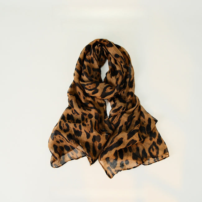 Leopard Pattern Thin Cotton Linen Touch Wrap Scarf Main image