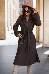 Blazer Lapel Belted Wool Sleeve Overcoat