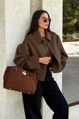 Minimalist Wool Cropped Jacket