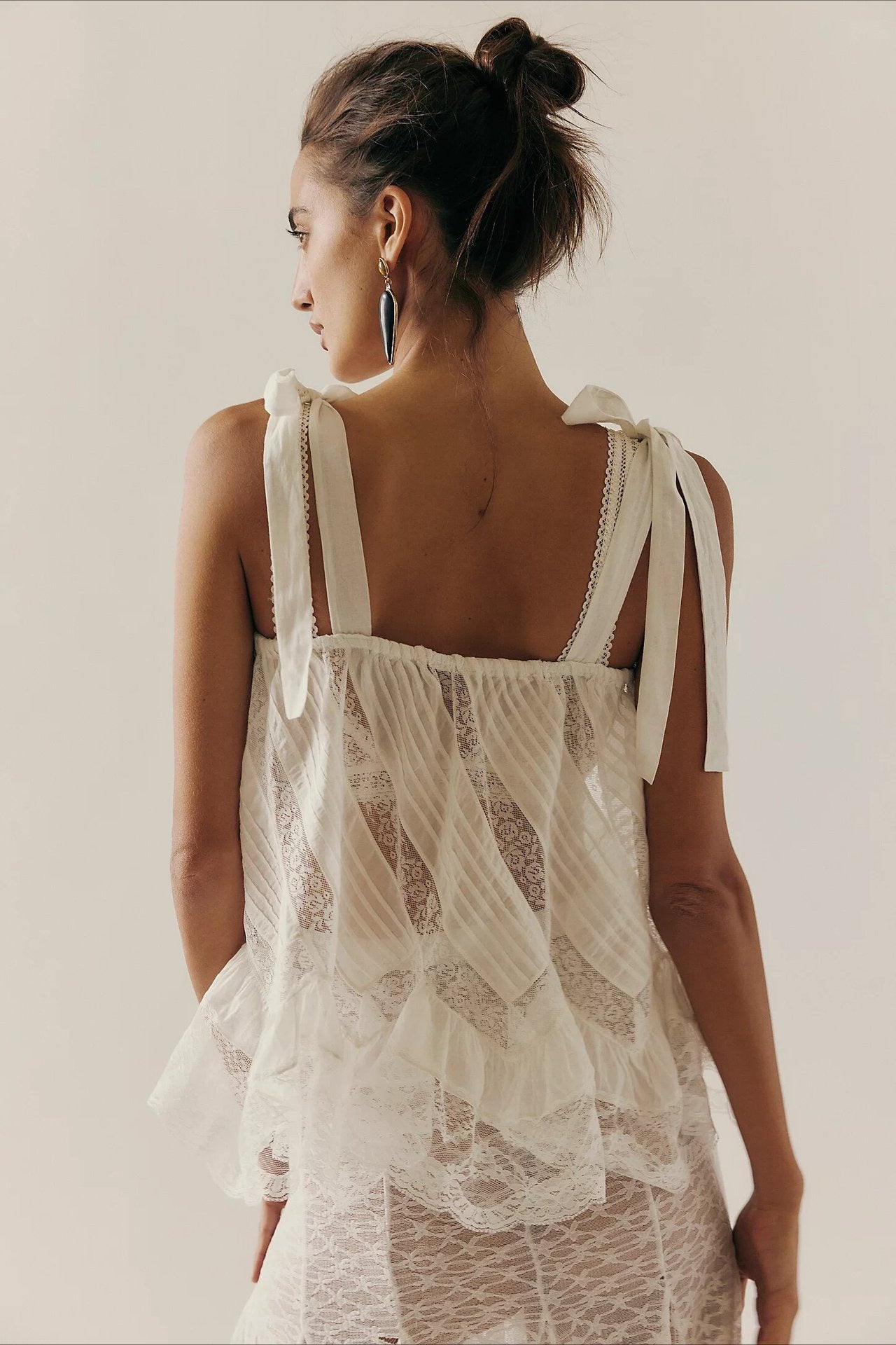 Mesh Tie Strap Sleeveless Loose Fit Tank Top Secondary image