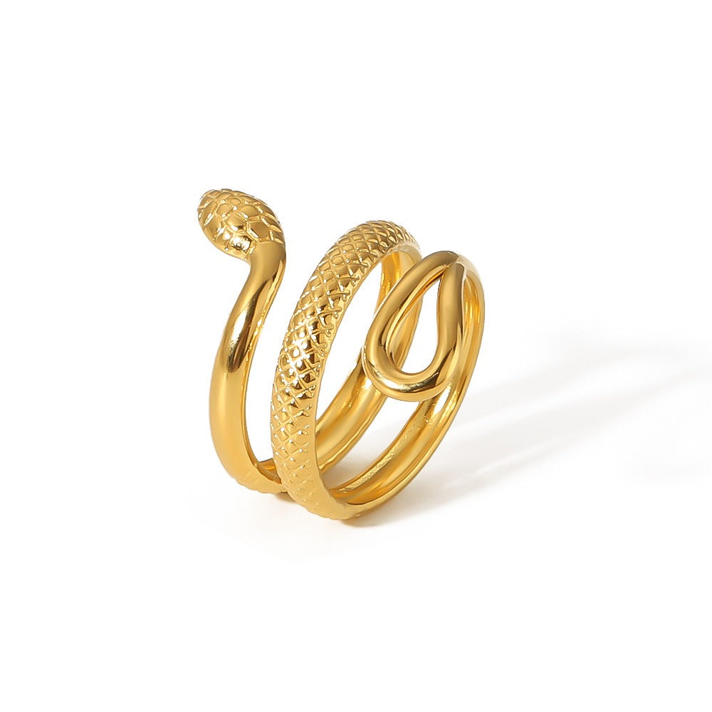 18K Gold Plated Hollow Snake Chain Ring Secondary image