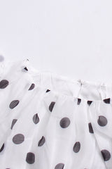 Polka Dot Puff Sleeve Ruffle Blouse A Line Tiered Skirt Set