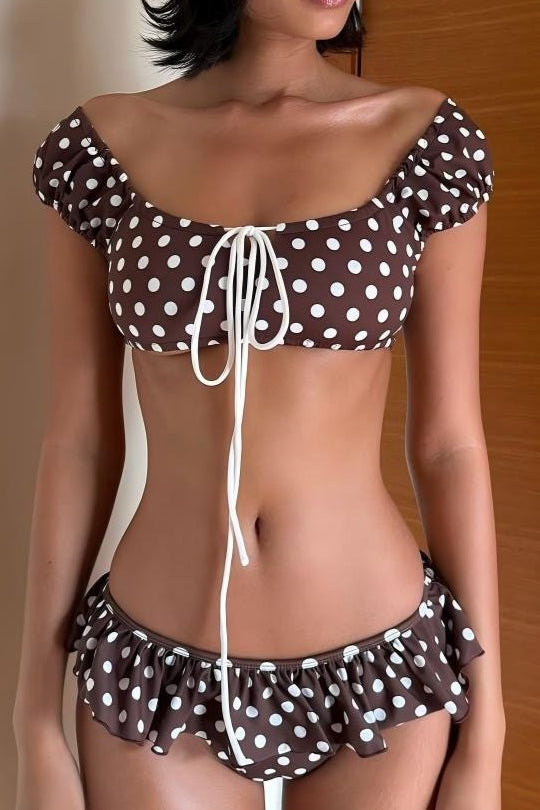 Minimalist Low Rise Retro Polka Dot Bikini Set Main image