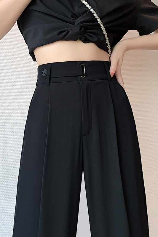 Fluid High Waist Narrow Wide Leg Straight Pants Main image