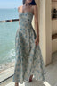 Waist Cinched Strap Maxi Floral Dress