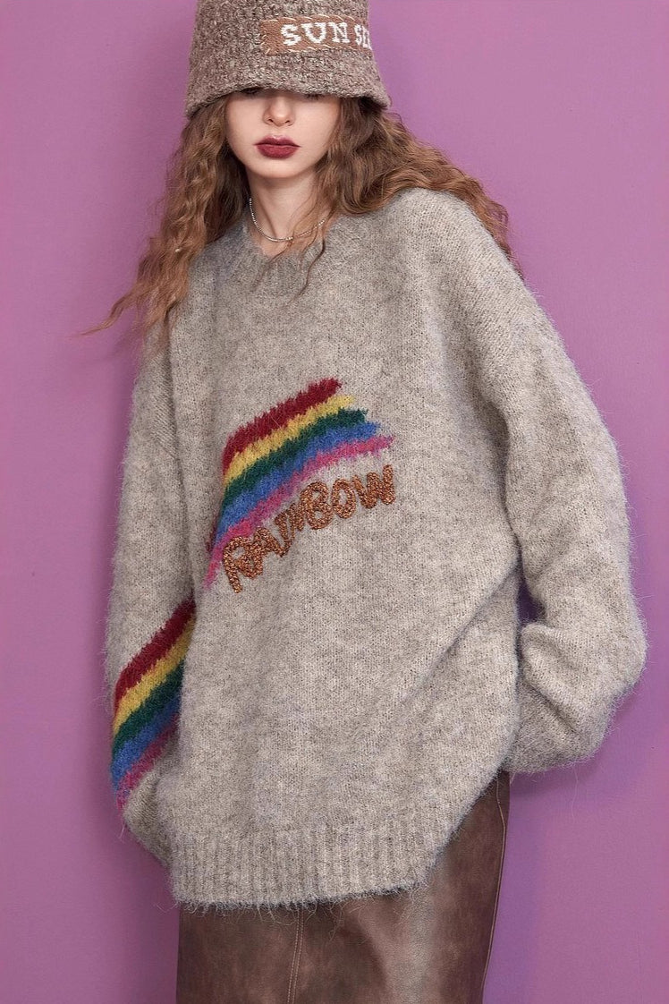 Letter Embroidery Relaxed Crewneck Sweater Secondary image
