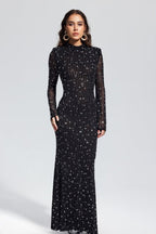 Rhinestone Long Sleeve Mermaid Formal Dress