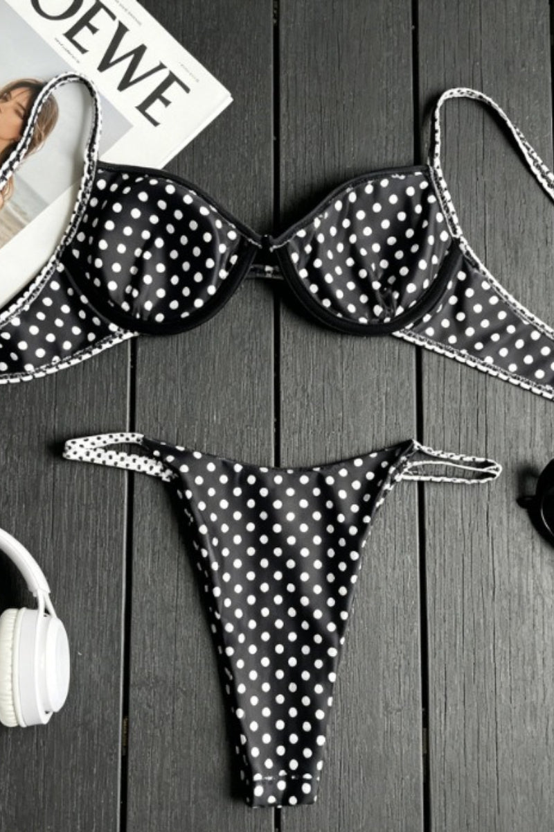 Chic Polka Dot Low Waist Bikini Set