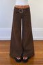 Low Rise Buckle Detail Loose Flare Leg Jeans