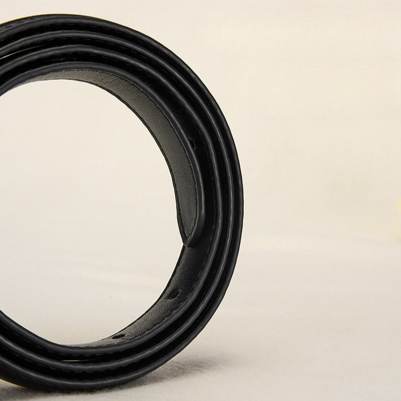 Vintage Glossy Edge Irregular Buckle Leather Belt
