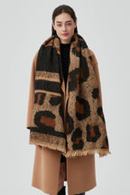 Thick Loop Knit Leopard Pattern Scarf