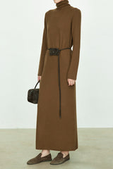 High Neck Flocked Slouchy Knit Dress