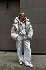 Short Hooded Puffer Jacket S / Light gray